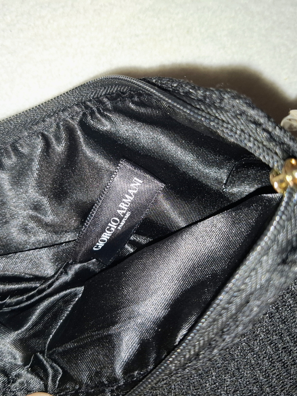 Giorgio Armani Black Woven Cosmetic Bag with Gold Charm - Picture 5 of 10